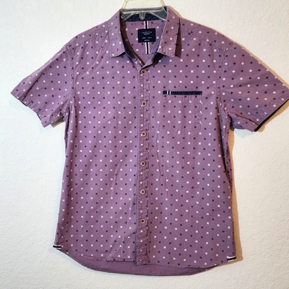 Level Ten Mens Modern Button-down Shirt